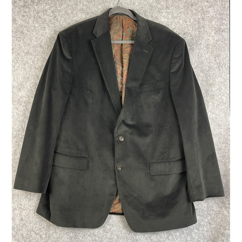 Lauren Ralph Lauren Corduroy Blazer Sport Coat Mens 46L Black Paisley Lined